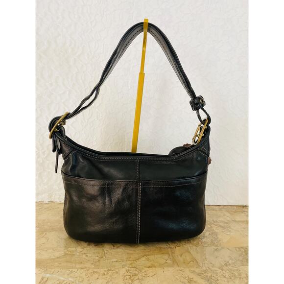 Vtg Coach Bleecker black Leather Slim Small mini duffle Shoulder Bag 11429 - Picture 2 of 9